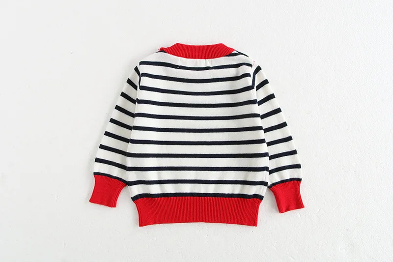 Klassisches Frühlings-Baby-Sweatshirt mit Schulterschnalle, 0–3 Jahre, gestreifter Strickpullover für Kleinkinder, Mädchen und Jungen, lockere Basis, Tops, Pullover – Detail 18