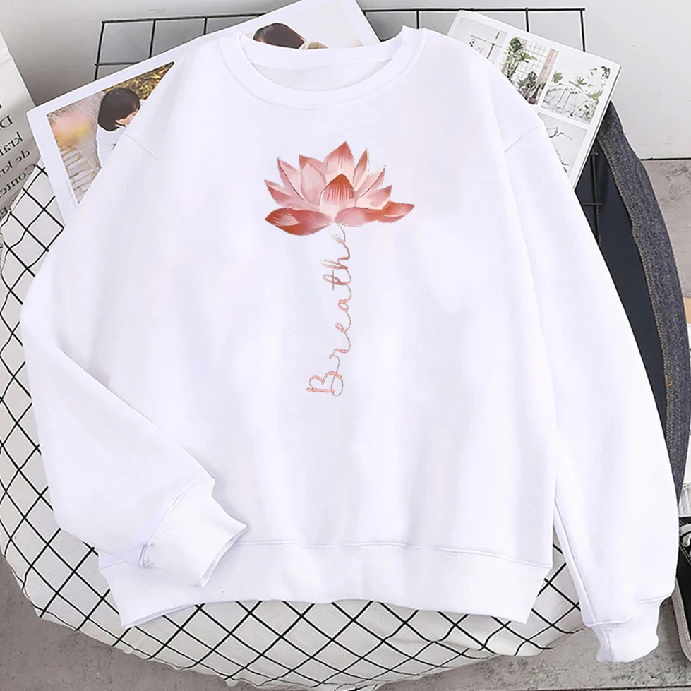 

Lotus Graphic Print Women's Hoodies Loose Long Sleeve Fashionable Innovative Hoodie Medium Stretch Autumn Winter Styles Sweater
