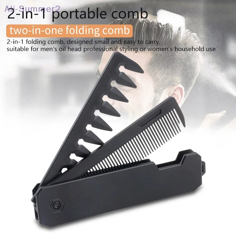 Multifuncional Pocket Folding Combs Plastic Wide Tooth Oil Head Comb Beard Combing Barber Hair Clipper Comb Salon Styling Tools