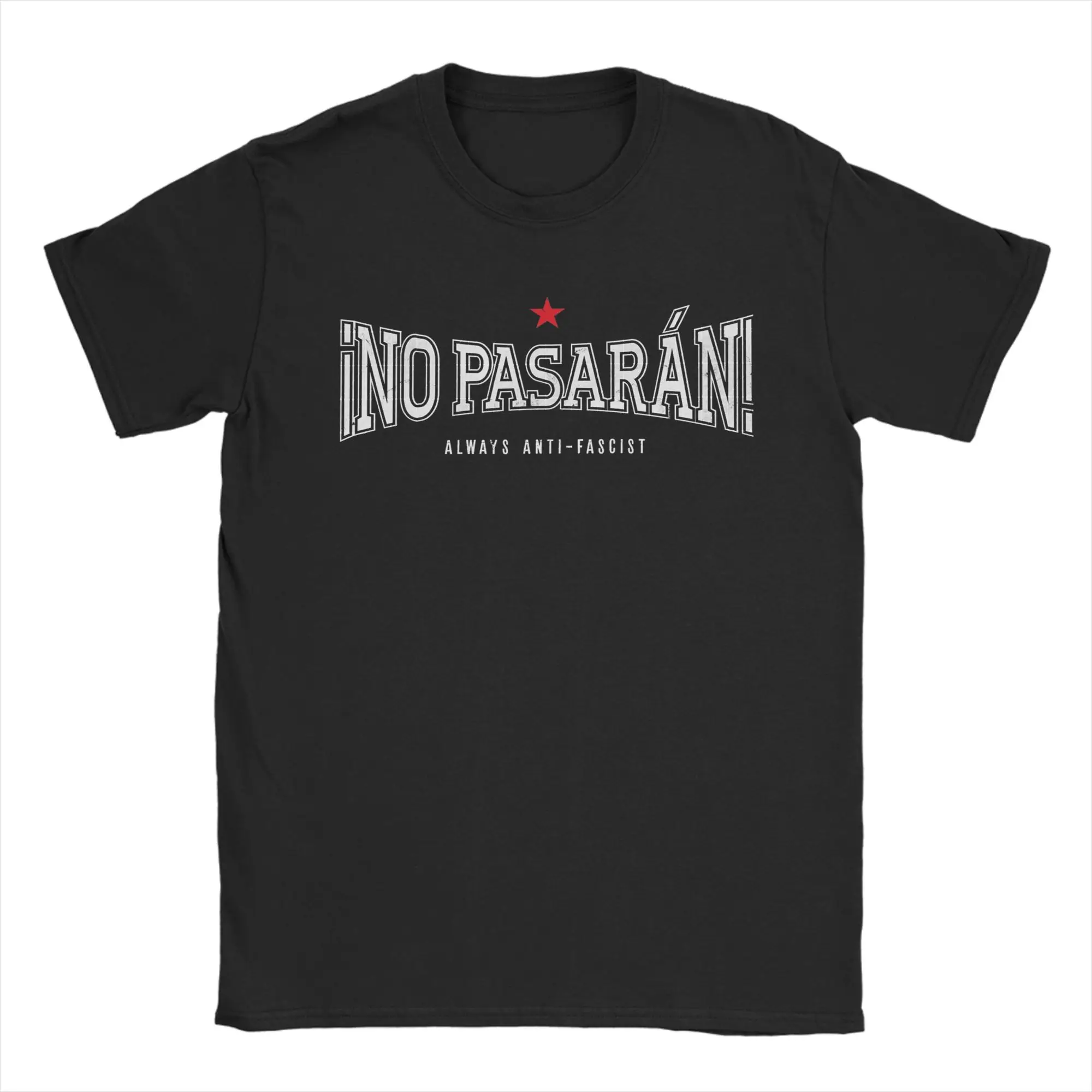 Hip Hop No Pasaran stay strong against fascism T-Shirt Unisex Crewneck Short Sleeve Clothes  Cotton Summer Tops Shirts