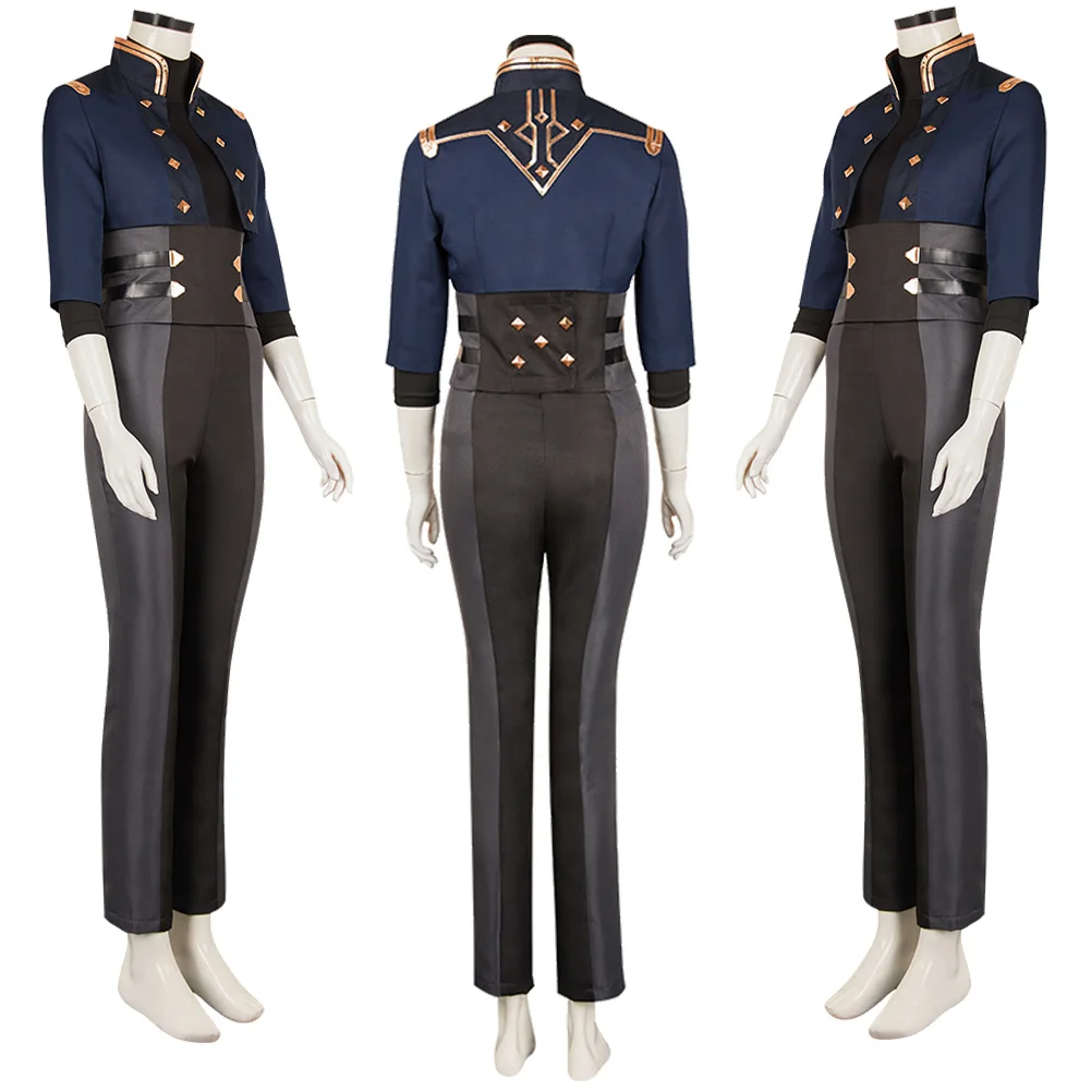 Arcane Caitlyn Kiramman Cosplay New Style Costume Game LoL TV 2 Disguise Blue Military Uniform Girdle Pants Full Set Halloween