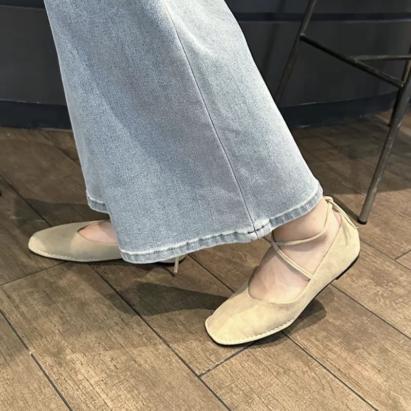 Bailamos Women Flats French Gentle Shoes Round Toe Bow Shallow Mouth Ballet Shoes Slip On Mary Jane sandals Comfortable Soft Loa