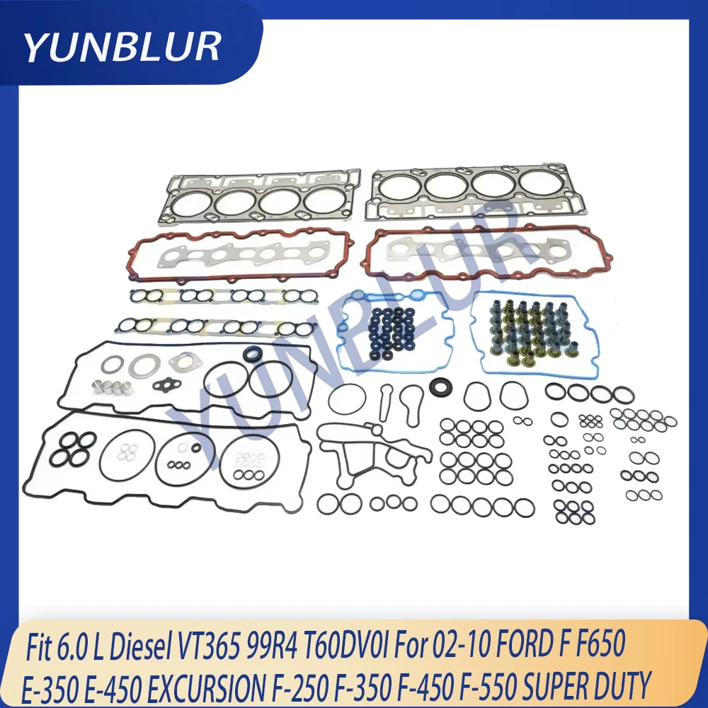 Juego completo de juntas de motor compatible con diésel de 6,0 L VT365 99R4 T60DV0I para 02-10 FORD E-450 EXCURSION F-250 F-350 F-450 F-550 SUPER DUTY