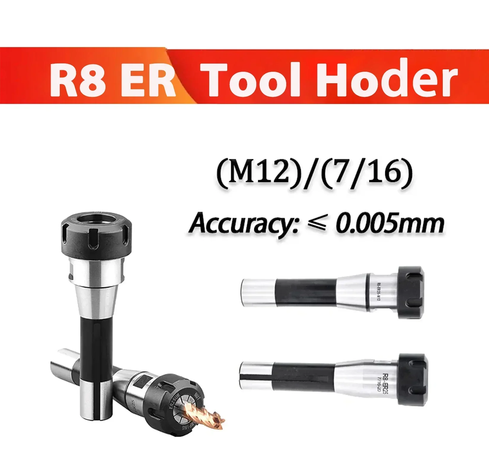 

Держатель инструмента R8 ER R8 ER16 ER20 ER25 ER32 ER40 M12 Цанговый патрон Фрезерный станок Держатель фрезерного инструмента R8 Фрезерный патрон с коническим хвостовиком