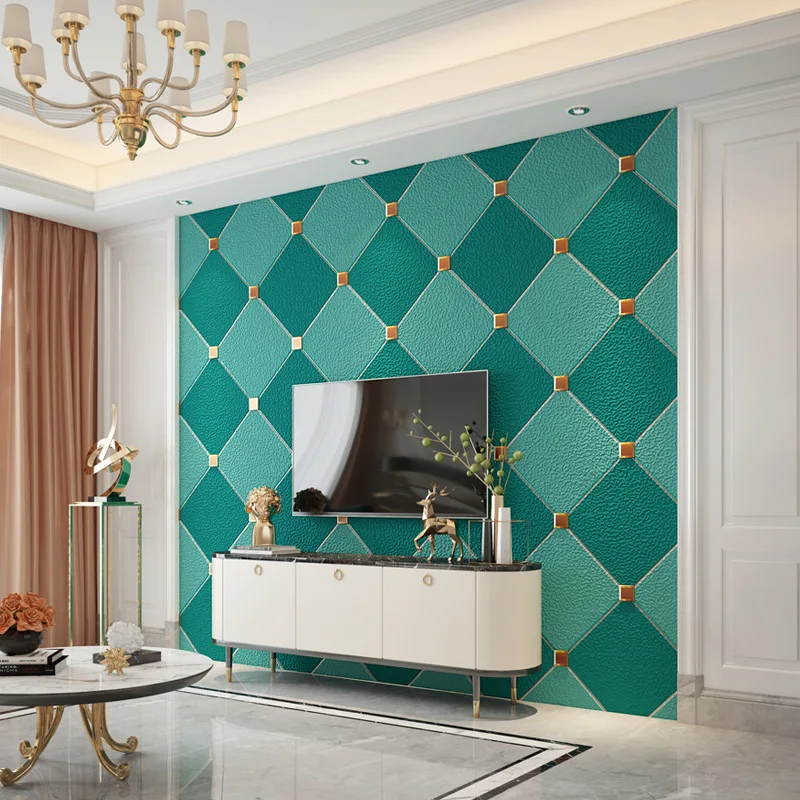 2022 New Rhinestone Decor Luxury TV Background Wall Suede Fabric Wallpaper for Living Room Bedroom Simple Diamond Pattern