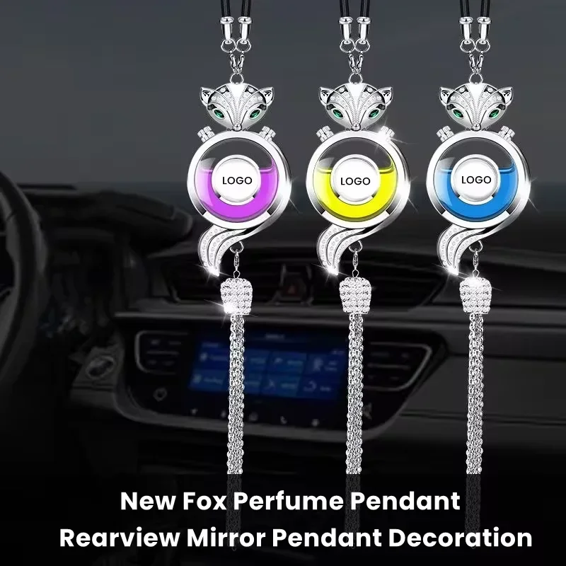 Car Decoration Car DIY Perfume Pendant Air Freshener Rearview Mirror Metal Lace Logo Pendant Hanging Perfume Empty Diffuser