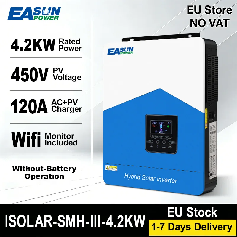 Easun Power 4200w 24v ibrido off grid MPPT inverter solare doppia uscita onda sinusoidale pura 120a 230v 50/60hz caricatore inverter solare