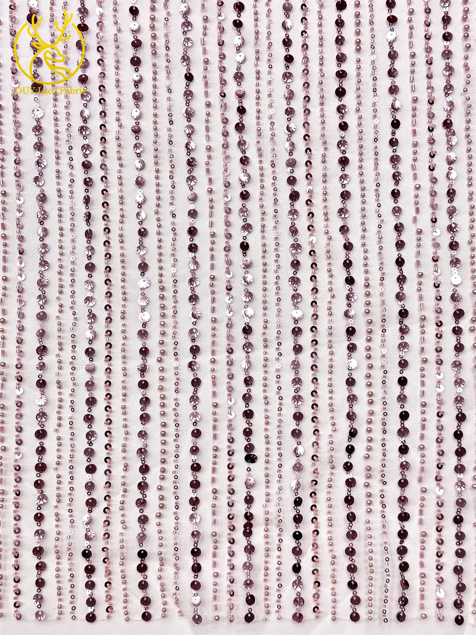 Luxuriöser afrikanischer Perlen-Mesh-Spitzenstoff 2026, französischer nigerianischer Pailletten-Tüll-Spitzenstoff für Damen, Brautkleid, Hochzeitskleid, zum Nähen – Detail 6