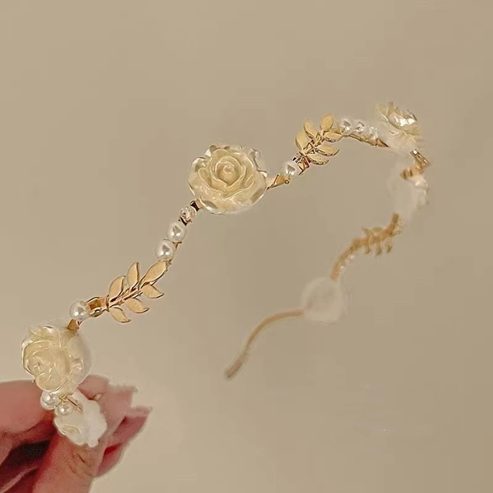 

Rose Pearl Headband High End Hairpins Headdress Niche Design Pressure Hair High Skull Top Hair Accessories