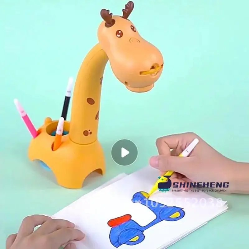 새로운 어린이 Led 프로젝터 아트 드로잉 장난감 도구 테이블 교육 소녀 어린이 학습 로봇 공예 그림 페인트 장난감 책상