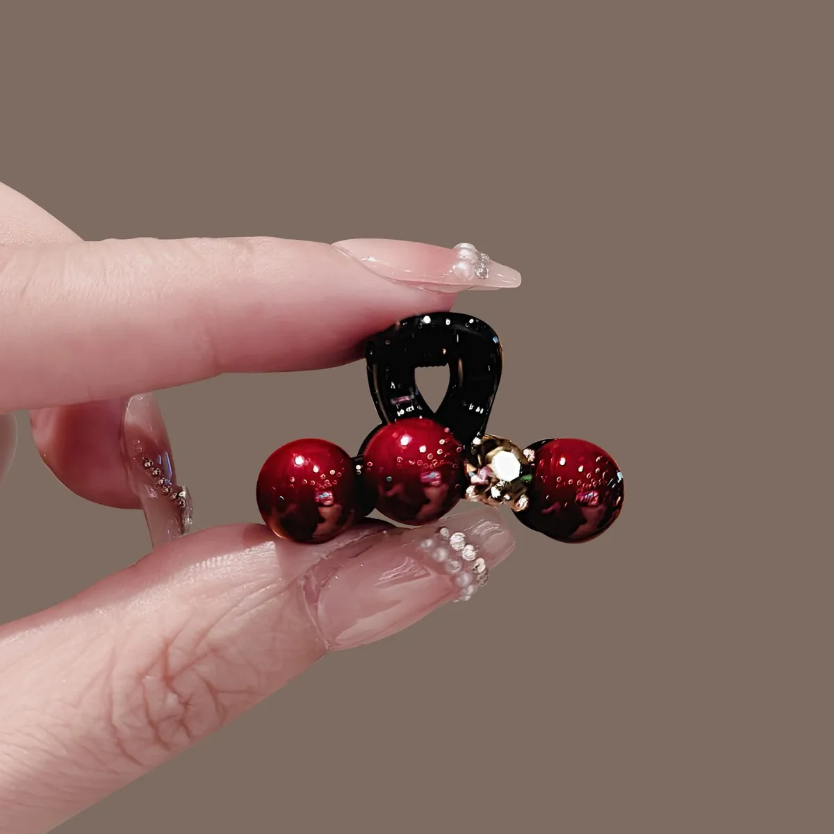 Cross Red Beads Small Hair Claw High Ponytail Sparkling Rhinestone Grip Clip Female Forehead Bangs Side Clip Hair Accessories