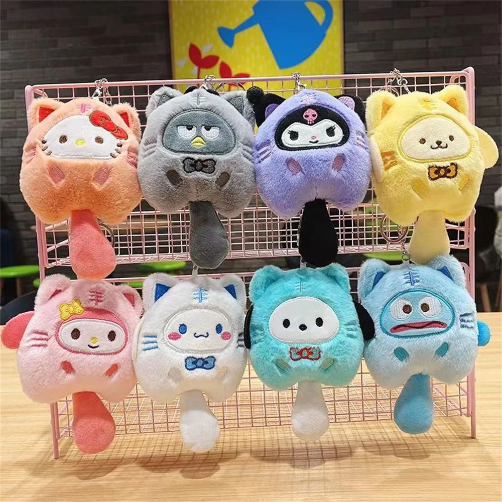 Sanrio Hello Kitty Pluche Sleutelhanger Poppen Kawaii Kuromi Cinnamoroll Cartoon Pluche Rugzak Hanger Accessoires Meisjes Geschenken Speelgoed