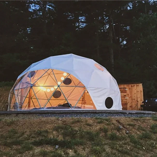 prefabricated geodesic dome tent house for outdoor camping 30 sqm