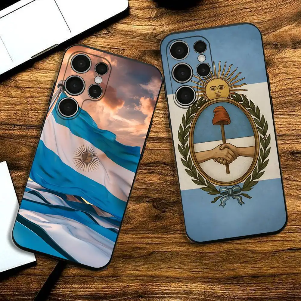Argentina Flag Phone Silicone Case For Samsung S24,22,20,23,21,20 Ultra Plus Lite 5G Print Silicone  Cover