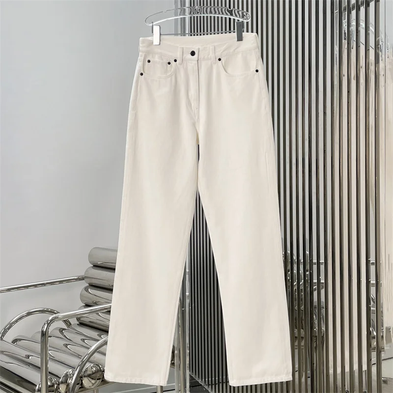 

Women's pants New high waisted slim fit straight leg pants for the summer of 2026 pure cotton pencil pants Denim pants trousers