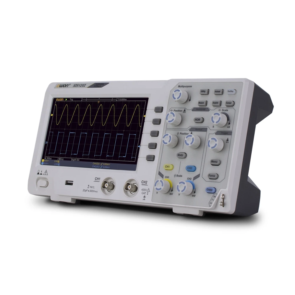 Owon SDS1202 2CH 200MHZ Bandwidth 1GS/s Osciloscopio Digital Oscilloscope 8 Bits 7in Screen High Accuracy Digital Oscilloscopes