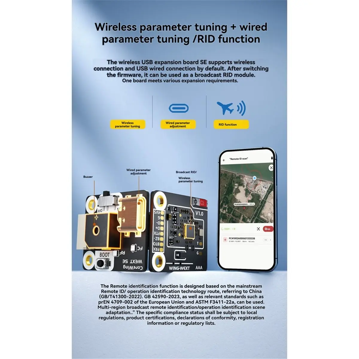 F405Mini V2 Fixed-Wing Flight Control with Wireless USB Expansion Board RID Features for Fixed Wing FPV DIY Parts