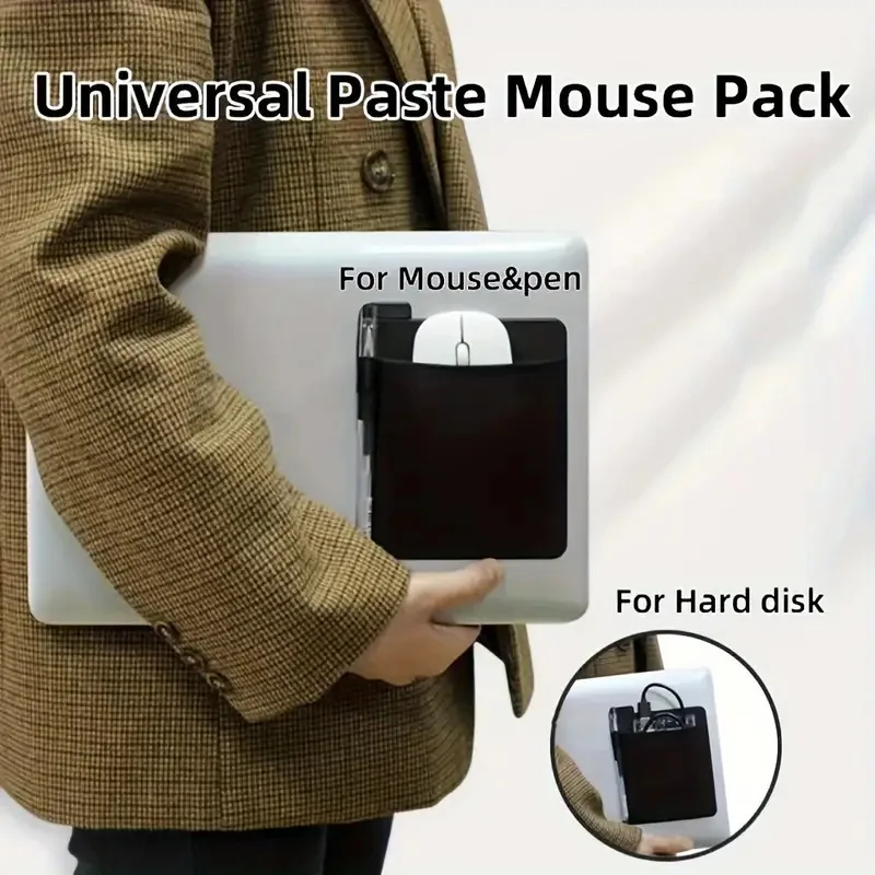 1Pc Portable External Hard Drive Carrying Case with Ear-Shaped Pen Clip, Mouse Storage Bag, Made of Elastic Canvas Material, Available in 3 Color Options Suitable for Computer Accessory Bags, Battery Packs, Wireless Mice, Cables, and Headphones, the Sleeve Storage Box Is Firmly Adhered and Is a Portable and Stylish Mouse Storage Bag.