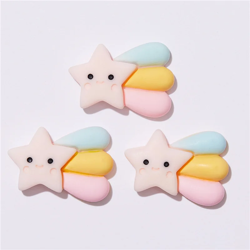 10 stücke Cartoon Regenbogen Stern Wolke Mond Flatback Stein Figur Harz Cabochons Scrapbooking Liefert DIY Schmuck Haarnadel Handwerk – Detail 10