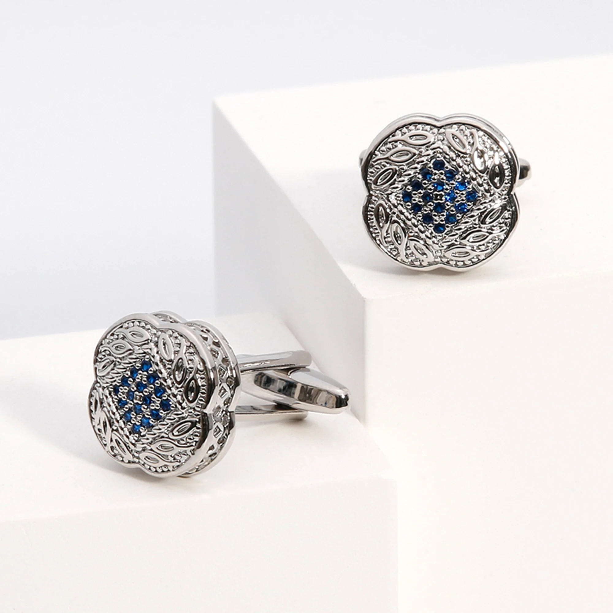 

Cufflinks for Men XK21009 Cute Luxury Blue Zircon Square Copper Silver Color Dress Shirt Cuff Links Jewelry