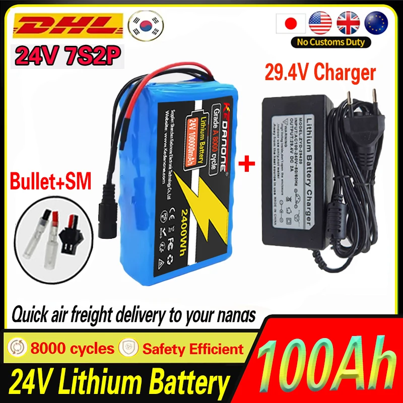 

NEW 7s2p 24V 100Ah 18650 Battery Lithium Ion Battery 29.4V 100000mAh for Electric Scooters Balancing Scooter