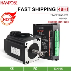 hanpose Nema 34 Closed Loop Stepper Motor Kit 5.0A 6N.m  Hybird Servo Driver CL86 + 86EH98A5001 2 Phase cnc Stepper Motor kit