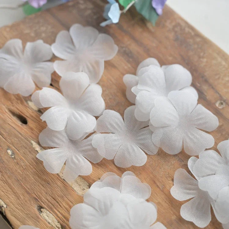 100PCS/Paket .3.8CM Kelopak Organza DIY Bunga 3D. Aksesoris Kerudung Gaun Pengantin Buatan Tangan, Hiasan Bunga Dekoratif Buatan Tangan