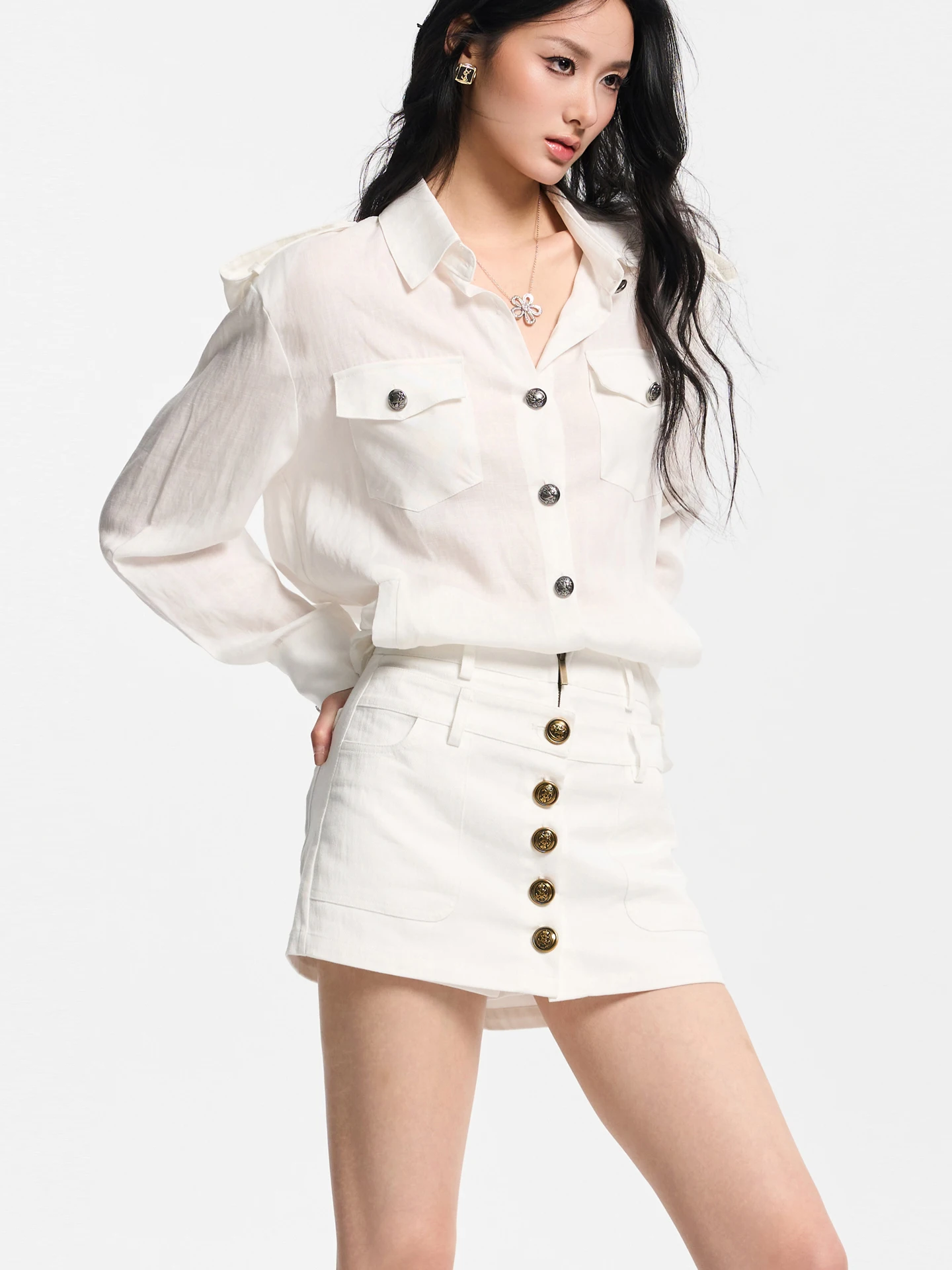 

High Waist Denim Skirt Three Colors Casual Style Women's Fashion Spring Summer Tuwhy "Dancing Notes" Half Body Skirt