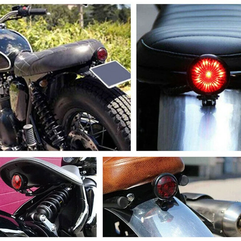 Universal Rear Decorative Light for Motorcycle Cafe Racer Night Signal Safety Chooper Modified Back Brake Stop Lamp Silver Black image 2