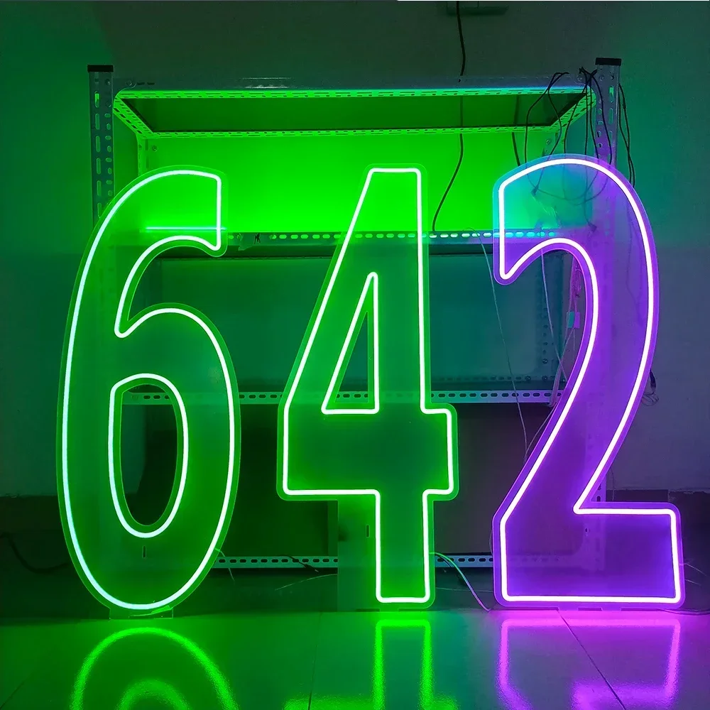 

Seven colorful glowing LED neon numbers 1 2 3 4 5 6 7 8 9 sign 76cm large birthday party gift 12V with base 76cm (30 inches)