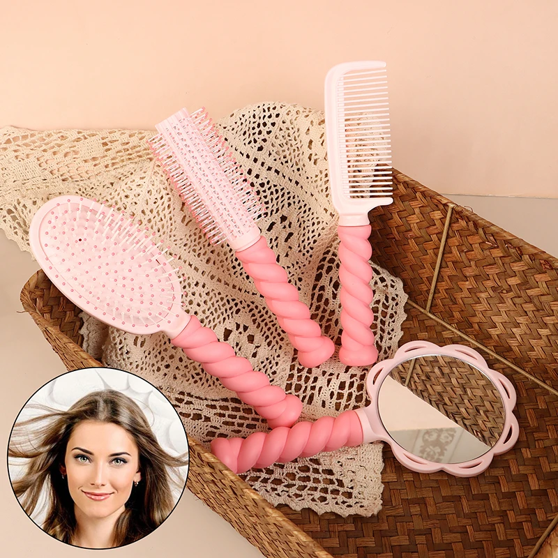 1/4pcs Portable Cute Air Cushion Comb Mirror Set Anti Static Airbag Comb And Mirror Home Hair Styling Tools For Ladies