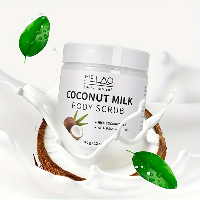 MELAO COCONUT BODY SCRUB Dead Sea Salt Infused Essential Oils & Nutrients