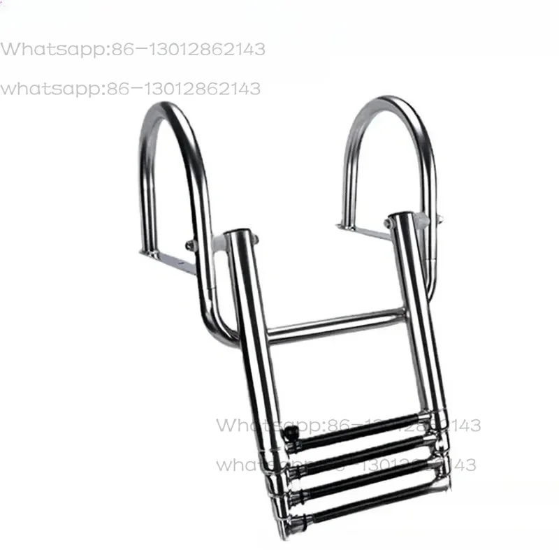 Stainless Steel Boarding Telescope Ladder, Sliding Folding Swimming   Ladder, with Step Handrails