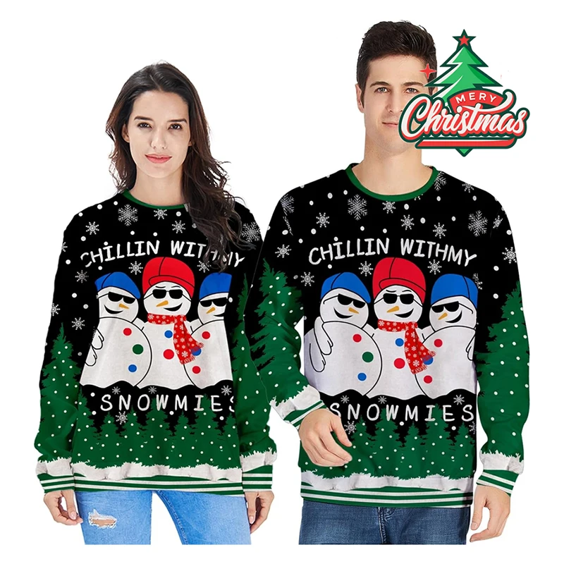 

Праздничный уродливый рождественский свитер, забавный рождественский пуловер с круглым вырезом и длинными рукавами, мягкий подарок для мужчин, женщин, семьи, друзей