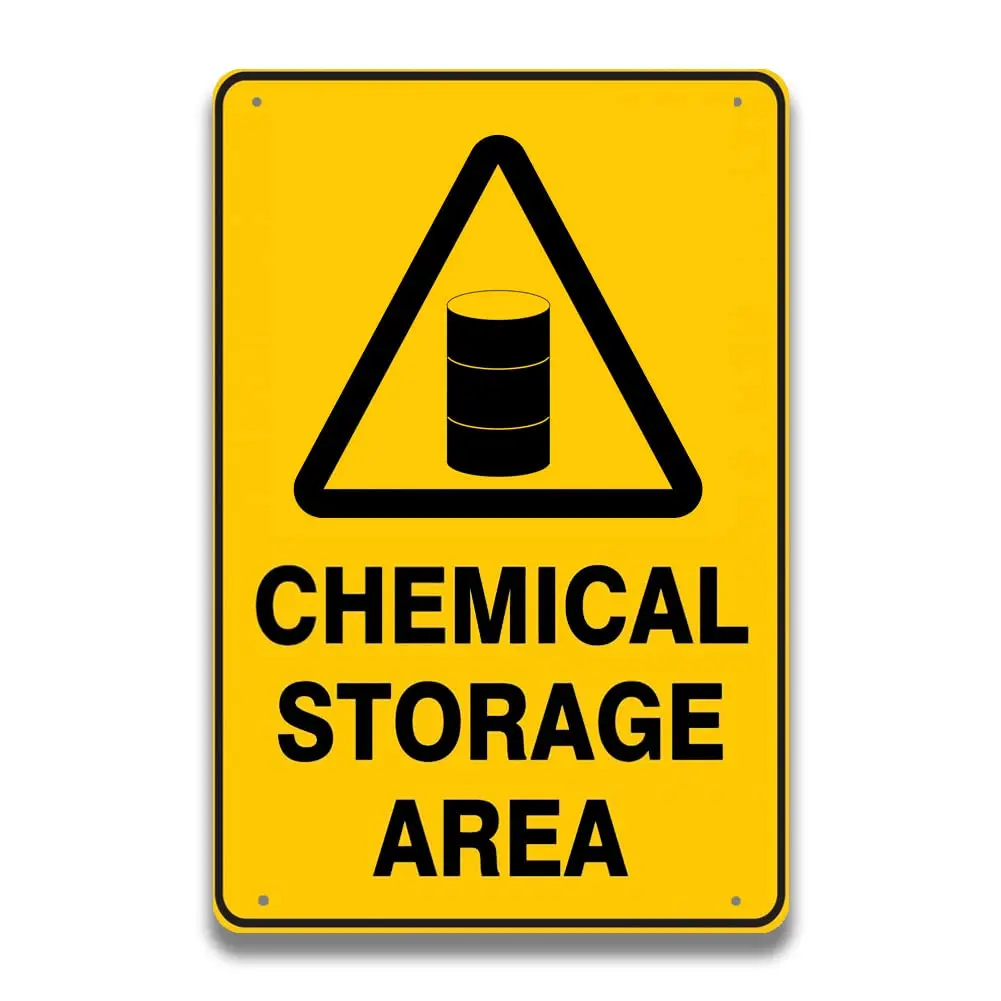 Chemical Storage Area, Industrial Warning Signs,Vintage Tin Sign For Authorized Personnel In Chemical Storage Areas,Bars Home Sc