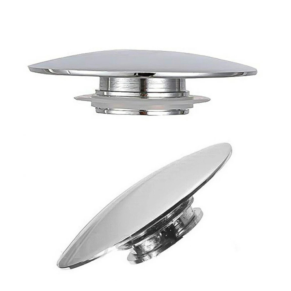 Basins Waste Sink Plug Silver Chrome 66mm PopUp Cap Click-Clack Push Button For Bathroom Sink Drain Stopper