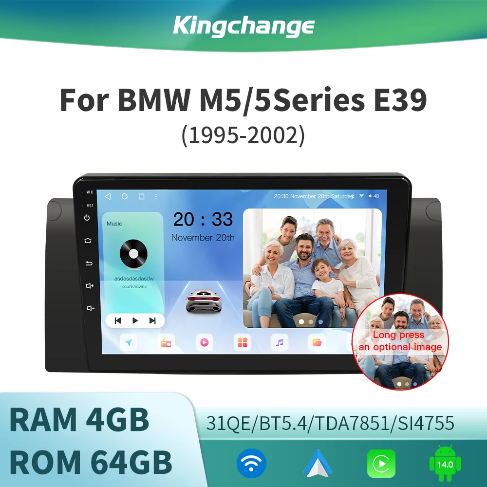 Kingchange 9 "reproductor de vídeo Multimedia de Radio de coche para BMW E39 5 Series 1995-2005 estéreo GPS Wifi Android navegación Carplay AUTO