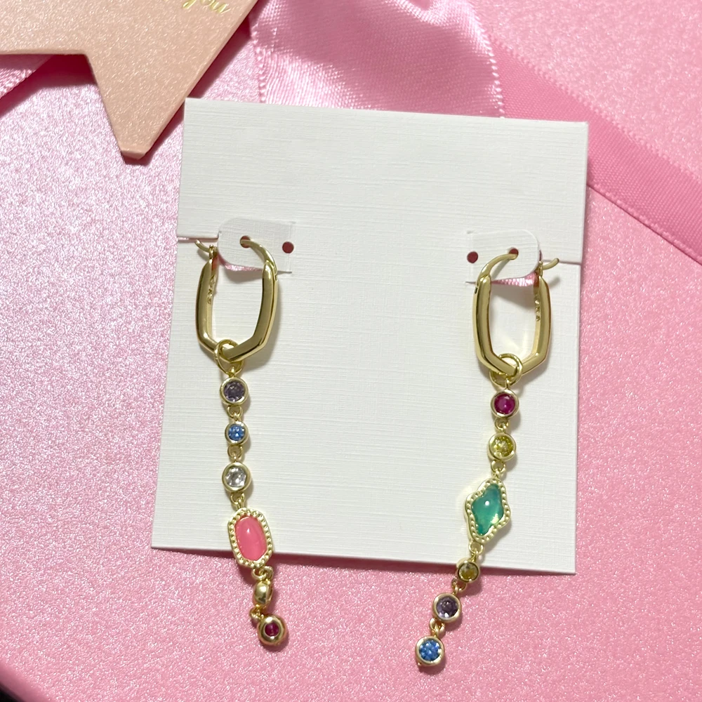 

VKVVA White Mix Crystal Illusion Mini Elisa and Abbie Gold-plate Convertible Huggie Earrings for Women Birthday Gifts