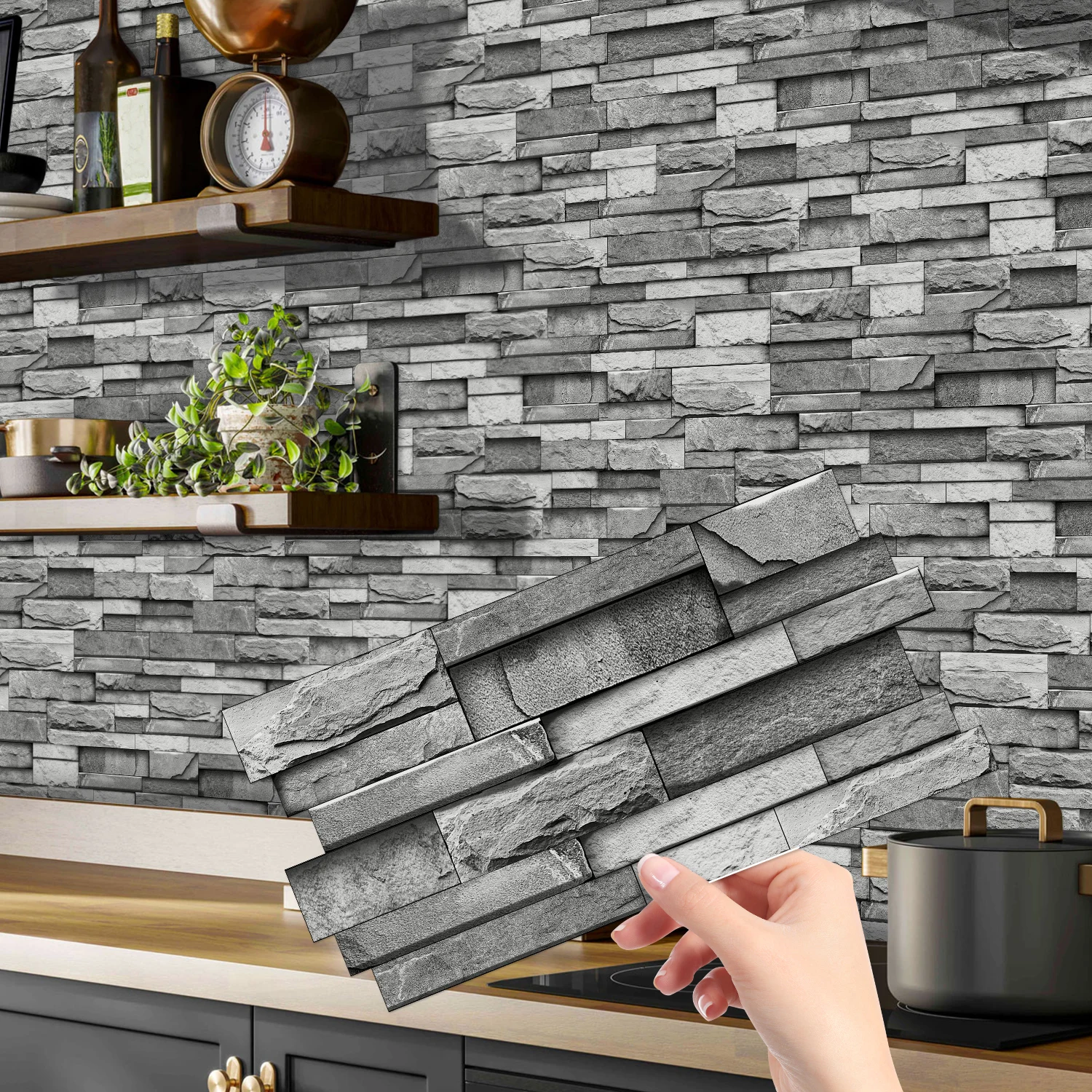 KUUJOJO Zelfklevende decoratieve muurstickers van imitatiemarmeren tegels voor keuken, badkamer, woonkamer, eetkamer en meer.
