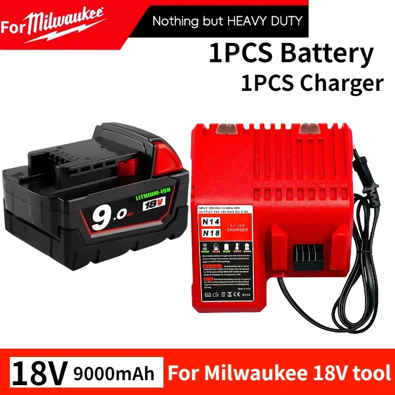 

For Milwaukee m18 battery for M18, M18B6 6.0Ah M12-18FC Charger, 48-11-1860 48-11-1850 milwaukeem18 Rechargeable Battery