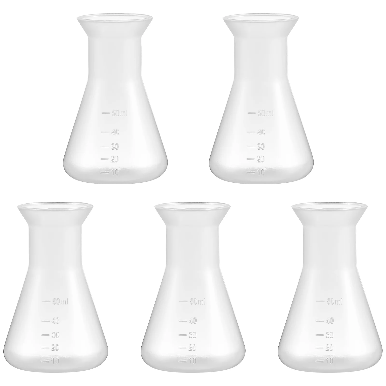 Frasco Erlenmeyer de 5 uds., vasos cónicos de plástico para laboratorio, botellas cónicas medidoras de Pp