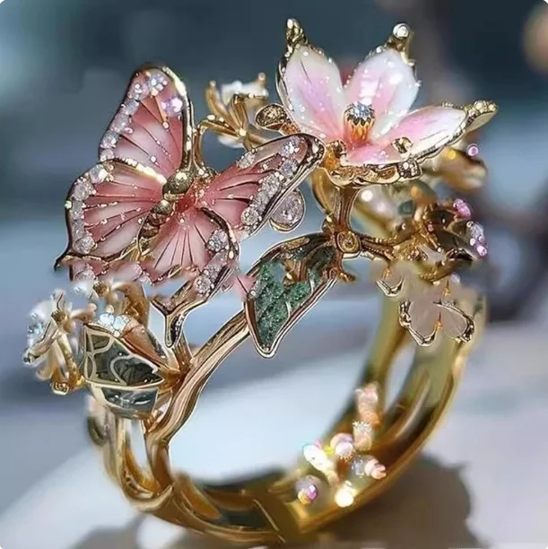 

Drip Oil Ring Faion Open Ring Premium Flower Decoration Exaggerated ular Individuali Jewelry