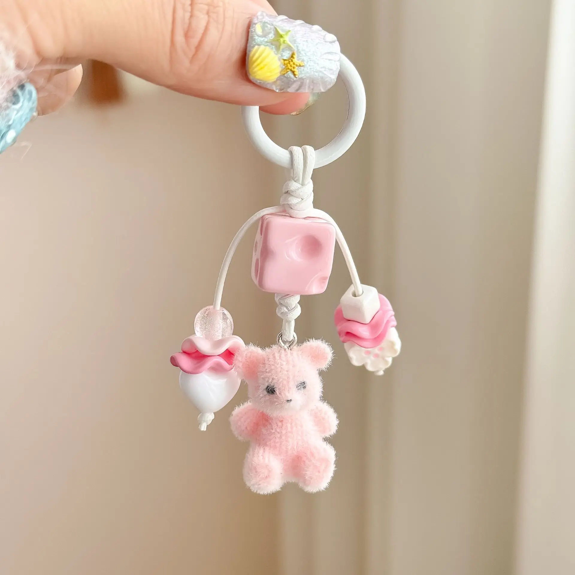 اليد مضفر الحبل مفتاح سلسلة رائعتين غامض بوم بوم مفتاح سلسلة أفخم جرو مفتاح سلسلة لعوب لحقيبة الظهر مفاتيح الديكور