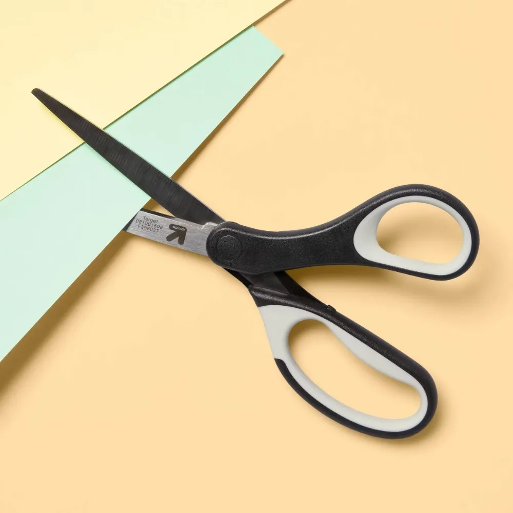 8" Home and Office Scissors - Stainless Steel, Black, Adult School Scissors, Non-Powered Desk Tool