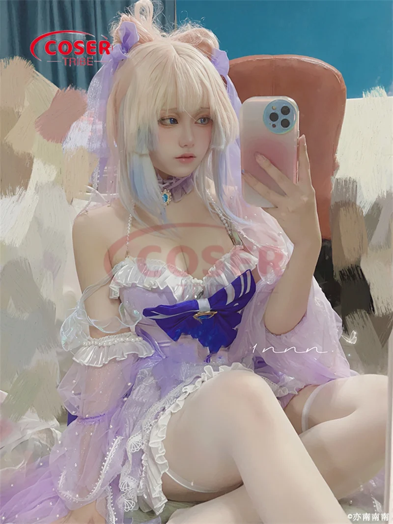 COSER TRIBE Anime Game Genshin Impact Sangonomiya Kokomi Wedding Dress cute sexyCarnival Role CosPlay Costume Complete Set