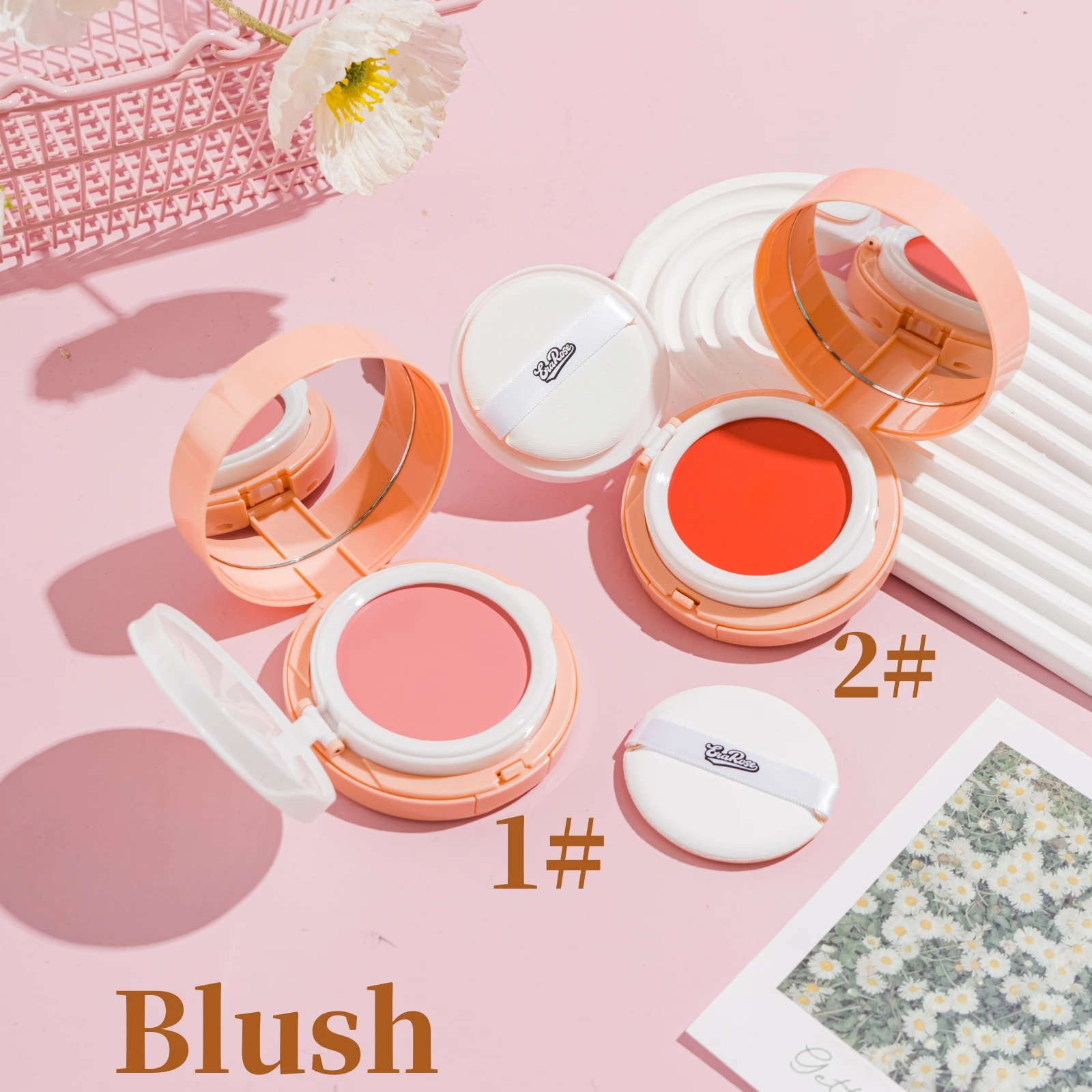 كريم أساس أحمر الخدود ذو وسادة هوائية من الخوخ، مكياج وجه طبيعي غير لامع يدوم طويلاً مع مرآة ومنفخة ناعمة للنساء والرجال #4