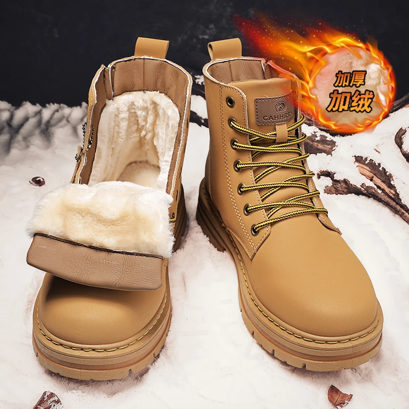 

Мужские зимние ботинки, высокие ботинки, модные мотоциклетные ботильоны для мужчин, кожаная обувь, мужская обувь на шнуровке, Botas Hombre