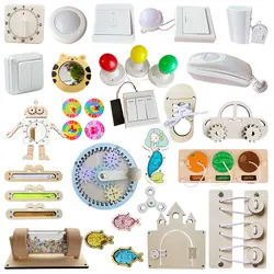 Toddler Busy Board DIY Accessories Baby Montessori Wooden Toys Sensory Activity Board Parts Light Switch Lock for Children Gifts