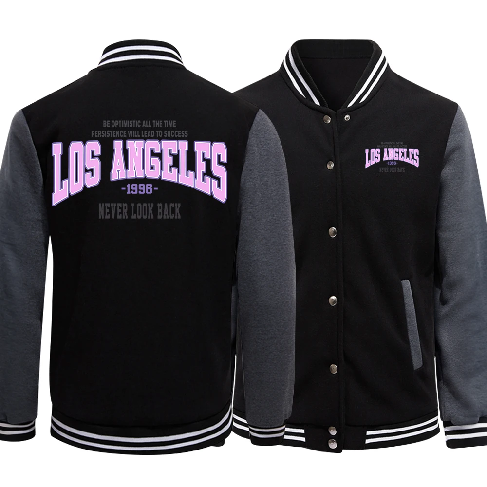 

Los Angeles 1996 Printing Men Jackets Moto & Biker Streetwear Loose Baseball Jersey S-5Xl High Street Preppy Style Tops