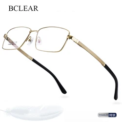 BCLEAR Ultra-light Men High Quality Pure Titanium Eyeglasses Frames Simple Fashion Gold Business Luxury Spectacle Frame Eyewear